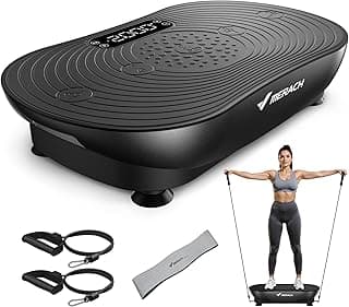 MERACH Vibration Plate Exercise Machine, Vibrating Platform for Lymphatic Drainage Weight Loss Muscle Activation, Full Body Home Exercise Equipment with LED Touch Screen Bluetooth Pull Cord