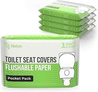 Toilet Seat Cover Paper Flushable (50 Pack) - XL for Adults and Kids Potty Training, 100% Biodegradable Travel Supplies Essentials for Public Restrooms, Airplane, Camping, Festivals