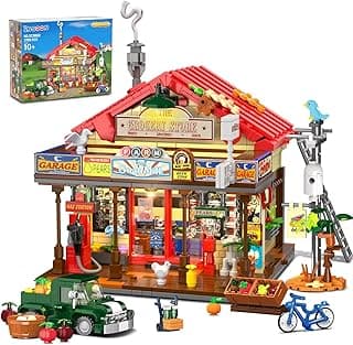 INSOON Country General Store Building Set with Lights for Boys Girls 12+ | Vintage Shop House Construction Building Block Kit, Home Decor Cabin Architecture Model for Adults Children Teens (1709 PCS)