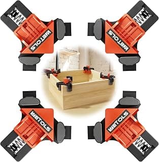 WETOLS 90 Degree Corner Clamp Set, 4 Pcs Adjustable Clamps for Woodworking | 4-Piece Set, 90° Corner Clamps, Fits 3/16"-3/4" Wood, Strong Spring, Easy One-Hand Operation, Durable Polyamide, Gift Box