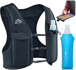 Zelvot Running Vest for Women Men, Touchscreen Phone Pocket | 500ml Soft Flask, Lightweight Hydration Vest, Adjustable Fit, US Patent, Reflective Strip, for Marathon, Hiking, Cycling