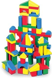 Melissa & Doug Wooden Building Blocks, 100-Piece Set of Sorting & Stacking Toys in 4 Colors and 9 Shapes, Classic Toddler Toys for Girls & Boys Ages 2+ - FSC Certified