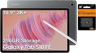 Samsung Galaxy Tab S10 FE Tablet, 10.9" 2K+, 8GB RAM, 128GB + 128GB SD Card | Touchscreen, S Pen, 20-Hr Long Battery Life, Dual Cameras, Lightweight Design, Slim, Android, NA Version, SM-X520, Gray