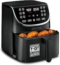 Gourmia Air Fryer - 7 Qt Large Capacity with LED Display, 12 One-Touch Presets, FryForce 360° Technology, Nonstick Dishwasher-Safe Basket & Crisper Tray, Black