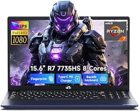 NIMO 15.6" Light-Gaming-Laptop, 8 Cores AMD Ryzen 7 16GB DDR5 256GB SSD (Beat i7 12650H up to 4.75GHz) Radeon 680M, FHD 100W Fast PD Backlit Keyboard AI Content Creators & Student 2-Yr Warranty