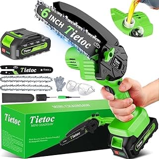 Tietoc Chainsaw 6 Inch Mini Electric Chainsaw Cordless Battery Powered, Hand Held Saw for Wood/Trees Trimming, Tools for Household and Garden, Chain Saw Gift for Men Dad Husband Fathers Gardener 2026