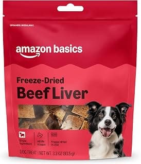 Amazon Basics Freeze-Dried Raw Single Ingredient Dog Treats (Previously Wag), Beef Liver, High Protein, Grain-Free, 3.3 Ounce (Pack of 1), Packaging may vary