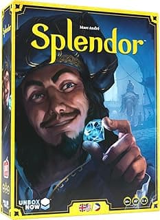 Asmodee Splendor Board Game - Gem Trading & Engine-Building Strategy for Adults & Families, Adult Board Games, Family Fun for Adults, 2-4 Players Ages 10+, 30 Minute Playtime | Build a gem empire, recruit noble patrons, and earn prestige through strategic card drafting. Ages 10+, 2-4 players, 30 min.
