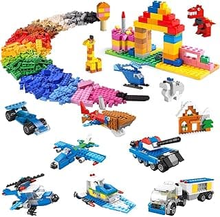 FUN LITTLE TOYS 1100 PCS Building Blocks for Kids 6-12 Bulk Bricks Set | 147 Shapes 17 Colors Classic Building Bricks Compatible with All Major Brands STEM Learning Creative Educational Toy Gift