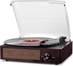 Vinyl Record Player Turntable with Built-in Bluetooth Receiver & 2 Stereo Speakers, 3 Speed 3 Size Portable Retro Record Player for Entertainment and Home Decoration