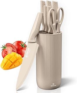 Brewin Knife Set, 8PC Kitchen Knife Set with Universal Block and Scissors