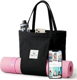 Nolava Yoga Mat with Bag – 72 x 24 inch, 1/4 inch Thick Non-Slip Mat – Includes Slap Band, Black Zippered Carry Tote with Mat Sleeve & Inner Pocket – For Yoga, Pilates, Home or Studio.