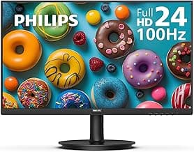 Philips 24 Inch Computer Monitor FHD 100Hz VA VESA Flicker-Free, 241V8LB | 1920×1080 LED Monitor, 4ms GtG, Adaptive Sync, HDMI 1.4, Tilt Adjust, Low Blue Light, 4yr Advance Replacement Warranty