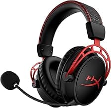 HyperX Cloud Alpha Wireless - Gaming Headset for PC, 300-hour battery life, DTS Headphone:X Spatial Audio, Memory foam, Dual Chamber Drivers, Noise-canceling mic, Durable aluminum frame,Red | 300-hour battery life, DTS Headphone:X Spatial Audio, Memory foam, Dual Chamber Drivers, Noise-canceling mic