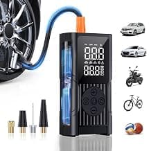 Hafuloky Tire Inflator Portable Air Compressor, 150PSI Cordless Bike Pump with Digital Gauge & LED Light, 3X Faster Air Pump for Car, Motorcycle, Bicycle and More