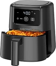 CHEFMAN 2 Qt Mini Air Fryer – Digital Space-Saving Compact Air Fryer with Nonstick and Dishwasher Safe Basket, Quick & Easy Meals in Minutes, Features Digital Timer and Shake Reminder – Black