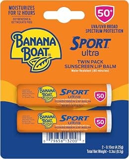 Banana Boat Sport Lip Sunscreen SPF 50, 0.15 oz (2 Pack)