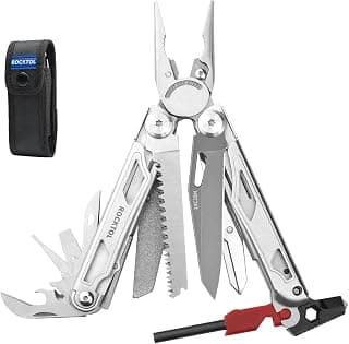 SK04 Multitool, 14C28N Blade, 22-in-1 Multi-tool Pliers with Fire Starter, Emergency Whistle, Glass Breaker, Safety Locking and Nylon Sheath for Survival, Camping, multitool for men