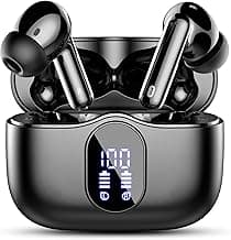 Wireless Earbuds, Bluetooth 5.4 Headphones Bass Stereo/Clear Calls, Black | Ear Buds with Noise Cancelling Mic LED Display in Ear Earphones IP7 Waterproof 36H Bluetooth Earbuds for Phones/Sport/Laptop