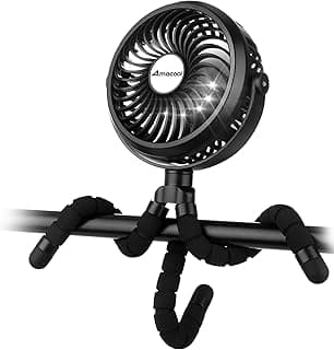 AMACOOL Battery Operated Stroller Fan, Portable Clip On Fan Rechargeable | Baby Travel Essentials for Beach Disney, Newborn Boy & Girl Gifts Registry Search, Cooling for Car Seat Wagon Crib Treadmill