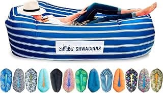 Chillbo Inflatable Couch – Unique Designs - No-Pump Setup, Ripstop Polyester, Stability Pegs, Fun Prints - Portable Air Inflatable Lounger for Beach, Camping, Festivals, and Tailgating