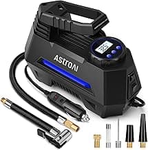 AstroAI AIRUN H Tire Inflator Portable Air Compressor, 12V DC Tire Inflator, Auto Shut-Off with Digital Pressure Gauge & LED Light, Fast Inflation for Car, Motorcycle, Bike Tires, 9.8Ft Cord, Blue