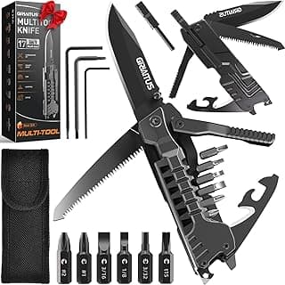 17 in 1 Multitool Knife Fire Starting Stick Bottle Opener Saw for Camping | Screwdrivers Whistle Window Breaker for Hiking, Outdoor, Survival and Everyday Use Gifts for Men Dad