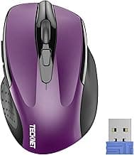 TECKNET Wireless Mouse, 2.4G Ergonomic Computer Mouse, 2600 DPI, Purple | Ergonomic Design with Side Grips, Adjustable DPI, 2-Year Battery, Compact Size, USB-A Plug & Play, Wide OS Compatibility