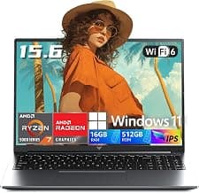 2026 AMD Gaming Laptop with AMD Ryzen 7 5700U Processor(8C/16T, Up to 4.3GHz), 16GB RAM 512GB NVMe SSD Laptop, Radeon™ Graphics, 15.6" Display Laptop Computer, Backlit KB, WiFi 6, HDMI, Type-C