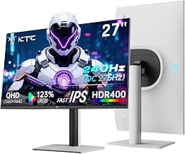 KTC 27 Inch 240Hz Gaming Monitor, QHD 1440P 275Hz White Monitor, H27E6S | 2K Monitor with Speakers, Fast IPS, HDR400 Vertical Monitor, Adaptive Sync, VESA, Height Pivot Swivel Tilt Adjustable