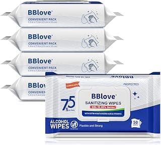 Unscented Sanitizer Wet Wipes, 200 Count, 75% Alcohol, 50 Count x 4 Packs