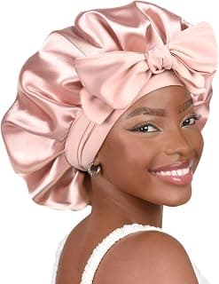 YANIBEST Adjustable Silk Bonnet for Sleeping Women Double Layer Satin Bonnet Reduce Friction Prevent Frizz Curly Hair