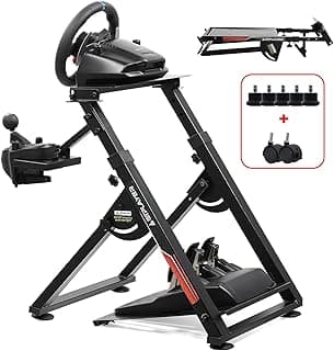 GTPLAYER Sim Racing Wheel Stand Simulator Cockpit Wheel Stand Racing Steering Shifter Mount fit for Logitech G25 G27 G29 G920 G923 Thrustmaster T330TS Gaming Stand Wheel Pedals NOT Included, Black