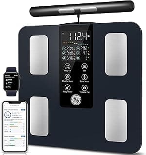 GE Smart Scale for Body Weight: Full Body Composition Analyzer, 50+ Metrics | 8-Electrode Digital Bathroom Scale for Weight Fat BMI Muscle Mass Bluetooth, Highly Accurate Weighing Machine 400lb