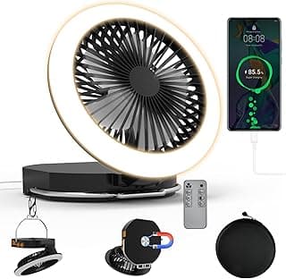 Portable Camping Fan Light with Carring Bag, 72H Work Time, Rechargeable 12000mAh Camping Light, 2000LM 3 Lights Modes 2700K/4000K/6500K, for Vacation Outdoor Tent Light Camping