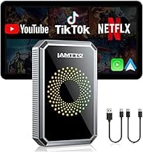 LAMTTO Wireless Carplay Adapter for Streaming Net-Flix/YouTube/TikTok | 3-in-1 Magic Video AI Box Dongle with USB Drive, Dual WiFi,Airplay, OTA for OEM Wired Apple Car Play and Android Auto Cars