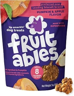 Fruitables Baked Dog Treats, Low Calorie Treats, Pumpkin & Apple, 7oz