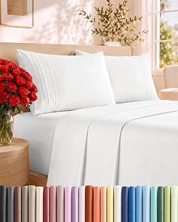 Full Size 4 Piece Sheet Set - Comfy Breathable & Cooling Sheets - White