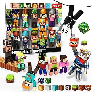 Annexfun 20 Pcs Magnetic Action Figures Playset, Magnetic Building Block Toys with Magnetic Cubes, 360° Rotating Arms and Legs, Creative Play Set for Kids 6+, Birthday Gifts for Boys Girls
