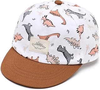 Toddler Baby Baseball Snapback hat Infant Baseball Cap Polyester | 0-24m,cute dinosaur print,UPF50+,Summer baseball cap for baby boys, soft brim to block the sun and protect the eyes
