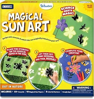 Skillmatics Magical Sun Art – Out in Nature, STEM Paper Craft Kit for Kids | Decorative Paper, Nature Stencils & Markers, Create with Sunlight, Mess-Free, Gifts for Ages 4, 5, 6, 7, 8, 9, 10, 11, 12