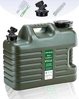 UPWOIGH 5 Gallon Camping Water Jug with Spigot, Military Green, 1 Pack | BPA-Free HDPE, Dual Cap Openings, Built-In Handles, Leak-Resistant Design, Portable Storage for Travel and Emergencies