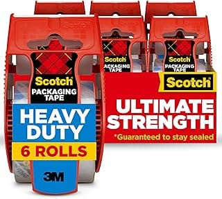 Scotch Heavy Duty Shipping Packing Tape, Clear, 1.88 in. x 22.2 yd. | 6 Roll Dispensers, Moving Supplies, Packing Tape for Moving Boxes and Packaging Supplies