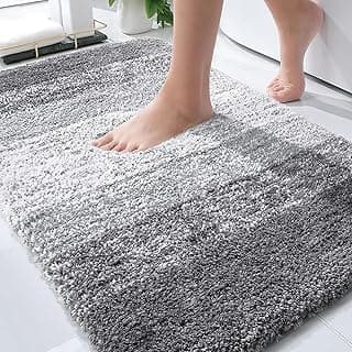 OLANLY Bathroom Rugs Mat 30x20, Extra Soft Absorbent Microfiber Bath Rugs | Grey, Non-Slip Quick-Drying Rubber Backing, Machine Washable Plush Bath Mat for Floor, Tub and Shower, Home Decor Accessories