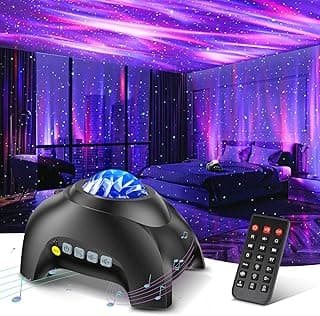 Northern Galaxy Light Aurora Projector with 33 Light Effects, Night Lights LED Star Projector for Bedroom Nebula Lamp, Remote Control, White Noises, Bluetooth Speaker for Parties Black