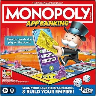 Monopoly App Banking Board Game | App-Enabled Game | Links to Smart Devices | Ages 8+ | 2 to 6 Players | 45 Mins. | Family Games for Kids