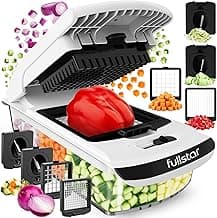 Fullstar Pro Original Vegetable Chopper & Spiralizer, Kitchen Prep Tool | 4 in 1 Veggie Slicer, Onion & Fruit Cutter with Sharp Stainless Steel Blades & Container, All-in-One Food Prep Tool (White)