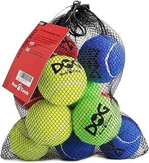 INSUM Tennis Balls for Dogs, 12 Pack Colorful Dog Toys Balls | Non-Toxic Durable Dog Balls with Mesh Bag, Outdoor Fetch Toys, Small Medium Breeds