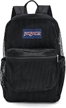 JanSport Eco Mesh Backpack, Red Tape, 17” x 12.5” x 6” - Large Semi-Transparent Bag for Adults with Laptop Sleeve, Padded Back Panel, Black