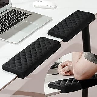 MEKASS L-Shaped Desk Elbow Pad for Desk, Memory Foam Elbow Support Padding with Non-Slip, Ergonomic Desk Edge Cushion, Wrist Comfort Support for Office Home 2 Pcs (Diamond Black)